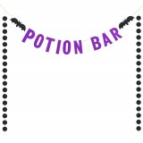 Banner pentru Halloween Lanmok, hartie, negru/mov, 3 m