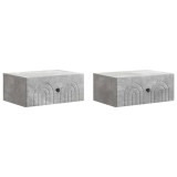 vidaXL Dulap de noapte suspendat 2 pcs Gri Beton 49 x 34,5 x 20 cm 898112