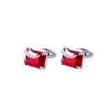 Butoni argintii cu cristal rosu BU047