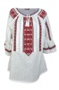 Bluza dama tip ie 024, alb creta/rosu bordo , marimea S, Casual, Bumbac