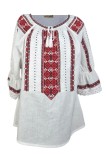 Bluza dama tip ie 024, alb creta/rosu bordo , marimea L, Casual, Bumbac