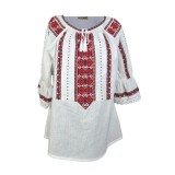 Bluza dama tip ie 024, alb creta/rosu bordo , marimea M
