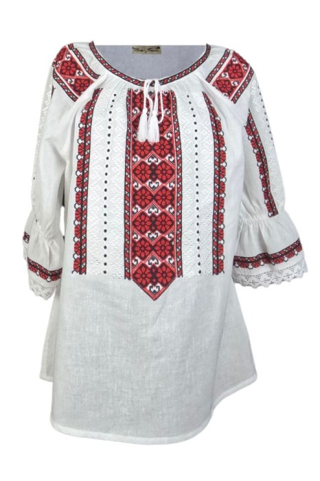 Bluza dama tip ie 024, alb creta/rosu bordo , marimea S