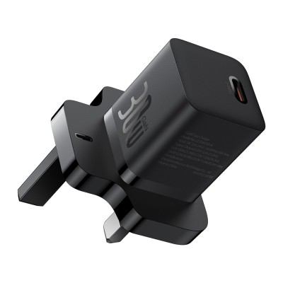 Incarcator priza UK tip C Fast Charge Baseus GaN5, 30W, negru foto