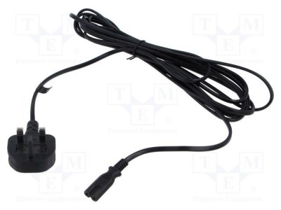 Cablu 2x0,75mm2 BS 1363 (G) mufe IEC C7 mamă PVC 5m negru POS foto