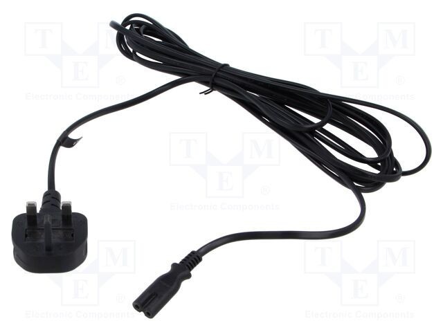Cablu 2x0,75mm2 BS 1363 (G) mufe IEC C7 mamă PVC 5m negru POS