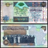 LIBIA █ bancnota █ 20 Dinars █ 2002 █ P-67b █ UNC █ necirculata