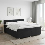 Cumpara ieftin Pat boxspring cu saltea Negru 200 x 200 cm Tesatura