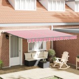 vidaXL Marchiză Retractabilă Automată Roșie și Albă 400x300 cm