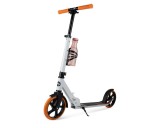 Trotineta pliabila cu amortizor, suport pentru sticla de apa si curea pentru transport, Alb / Portocaliu, MalPlay 110061
