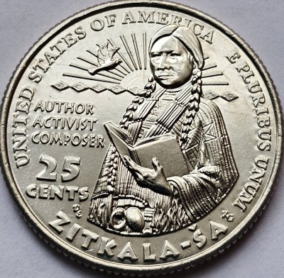 25 cents / quarter dollar 2024 USA, Zitkala-&amp;Scaron;a, Lit.D, km#792 foto