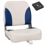 Set scaun pliabil pentru barca, 2 piese, cu perna alb-albastru GartenMobel Dekor, vidaXL