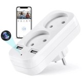 Cumpara ieftin Camera Spion in Adaptor dublu iUni AD2, Wi-Fi, Full HD, Vizualizare in timp real