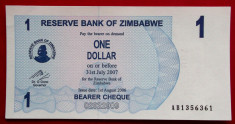 ZIMBABWE 1 $ DOLLAR 2006 UNC necirculata ** foto