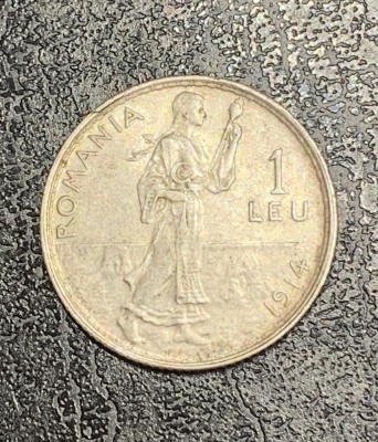 Moneda 1 leu 1914 argint foto
