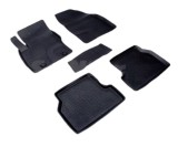 Covorase Auto Cauciuc Premium Stil Tavita Ford Focus 2 (2004-2011) Negre, Fara Miros