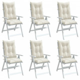 Perne scaun spatar &icirc;nalt, 6 buc. melanj crem 120x50x7 cm textil GartenMobel Dekor, vidaXL