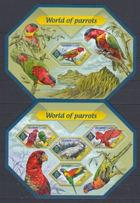 Solomon Islands - Pasari - PAPAGALI - BL + KB - MNH foto