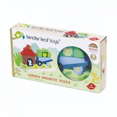 Puzzle 3D magnetic din lemn, Tender Leaf Toys, gradina, 9 piese