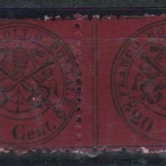 Italy Church State 1868 Coat of arms, 2 x 20C, Mi.23b, pair, MH/MNH AM.140