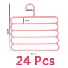 Set Mercaton, 24 Umerase Multifunctionale din Plastic cu 5 pozitii pentru Haine si Accesorii, Anti-derapante, 31 x 31 cm, Roz