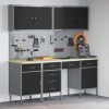 Set banc de lucru, 10 piese, negru, oțel