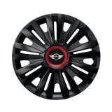 Cumpara ieftin Set 4 capace roti Negre Cu Inel Rosu Royal R15 pentru gama auto Mini, Autohelix MSA