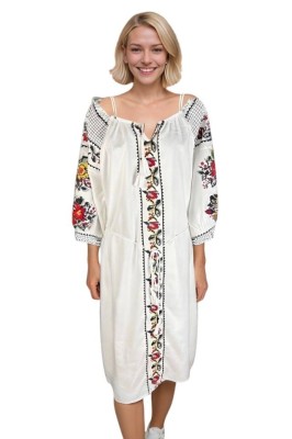 Rochie traditionala dama R25 alb/gri , marimea L foto