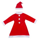 Costum Mos Craciun Fetite 4-6 Ani (120cm) Rochita + Caciula, Poliester Rosu, Serbare Craciun, Deghizare Copii