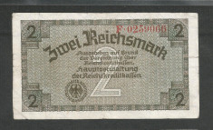 GERMANIA NAZISTA 2 MARCI REICHSMARK 1940 [41] P- 137a , 7 cifre , Litera F foto