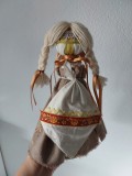 Papusa / papusica material textil, artizanat Ucraina, facuta manual, traditional, etnic, rustic, taranesc, 26cm inaltime