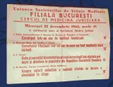 Cercul de Medicina Judiciara Uniunea Societ de stiinte medicale Afis anul 1965