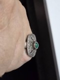Inel vintage argint cu marcasite si jad