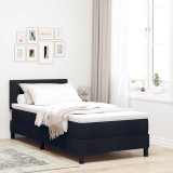 VidaXL Pat Box Spring cu Saltea și LED Negru 90x190 cm Textil