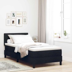 vidaXL Pat boxspring cu saltea cu saltea Negru 90 x 190 cm țesătură 3338652