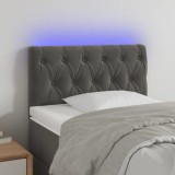 VidaXL Tăblie de pat cu LED, gri &icirc;nchis, 80x7x78/88 cm, catifea