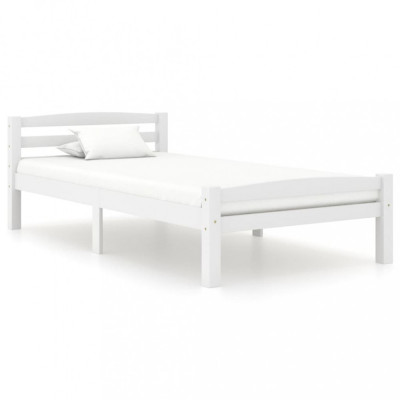Cadru de pat, alb, 90x200 cm, lemn de pin masiv foto