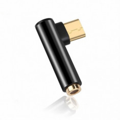 Adaptor USB-C (USB Type C) Tata la Audio 4 poli 3.5mm Mama Culoare Negru foto