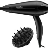 Uscator de par BaByliss D563DE , 2100W, 2 viteze, 3 trepte de temperatura, 2 accesorii: difuzor, concentrator, Tehnologie Ceramica, Negru