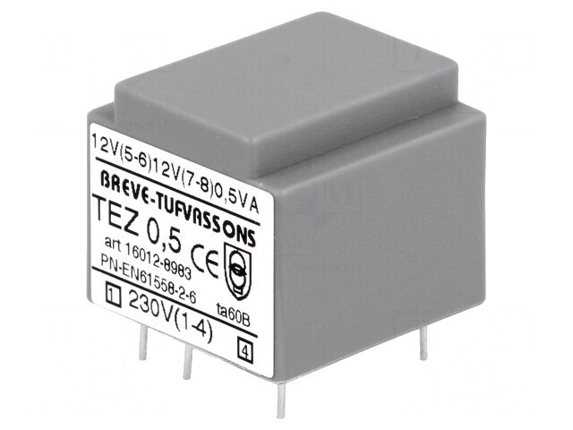 Transformator &icirc;ncapsulat 0,5VA 230V AC la 12V 20,8mA