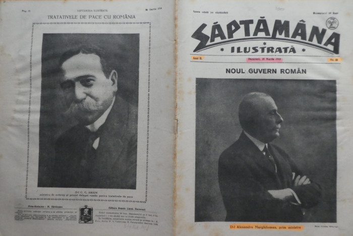 Saptamana ilustrata, an 2, nr. 33, 1918, Al. Marghiloman; Tratativele cu Romania
