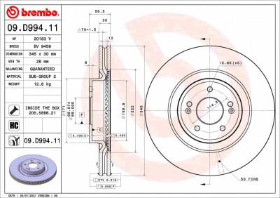 BREMBO 09.D994.11 PRIME LINE - UV Coated Disc frana foto
