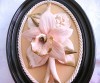 TABLOU PORTELAN CAPODIMONTE ITALIA LUCRAT MANUAL DECOR ORHIDEE 20.5 CM