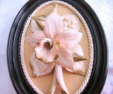 TABLOU PORTELAN CAPODIMONTE ITALIA LUCRAT MANUAL DECOR ORHIDEE 20.5 CM