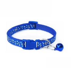 Zgarda ajustabila cu clopotel pentru caini si pisici, 18-32cm/1cm, Imprimeu Os, Albastru, Ropet