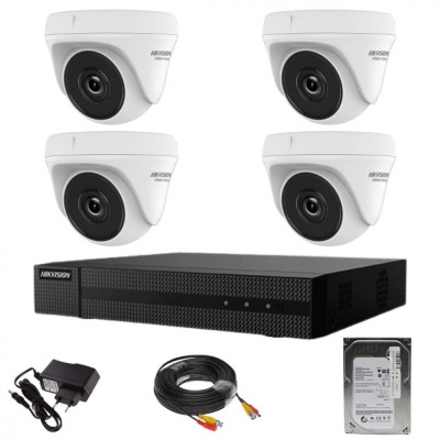 Sistem supraveghere Hikvision seria HiWatch 4 camere 2MP IR 20M DVR 4 canale cu accesorii HDD 500GB SafetyGuard Surveillance foto