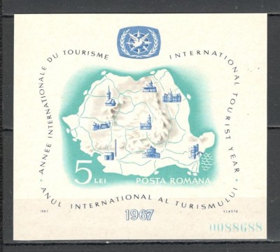 Romania.1967 Anul international al turismului:Monumente istorice-Bl. YR.369 foto