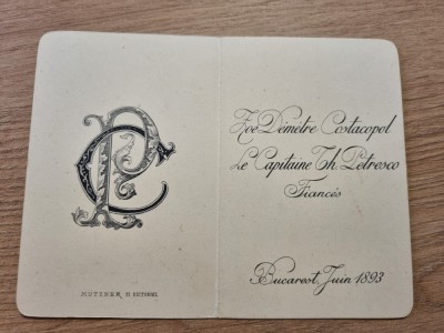 Invitație MUTZNER 1893 Costacopol Petresco foto