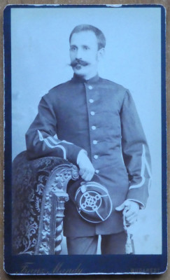 Foto pe carton , Franz Mandy ; Ofiter roman in tinuta de gala , sf. de sec. 19 foto