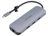 Hub USB OTG 9 porturi, gri